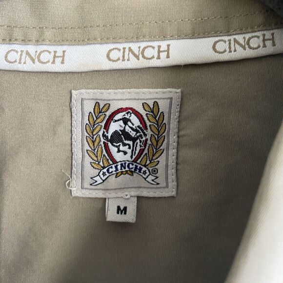 Cinch Shirt Mens Medium Tan Long Sleeve Button Down Western Cowboy Casual - Picture 4 of 6